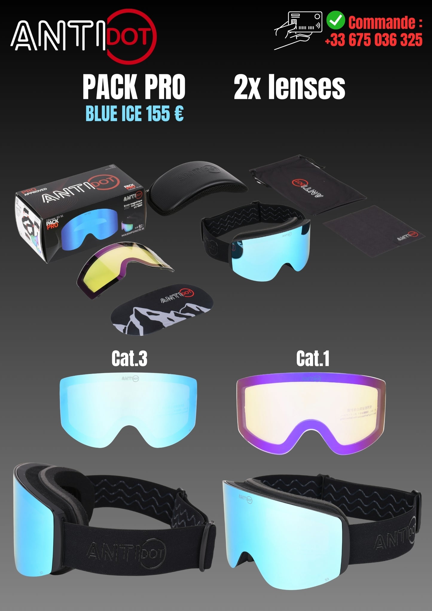 Masque Blue Ice - Pack PRO - 2 lenses