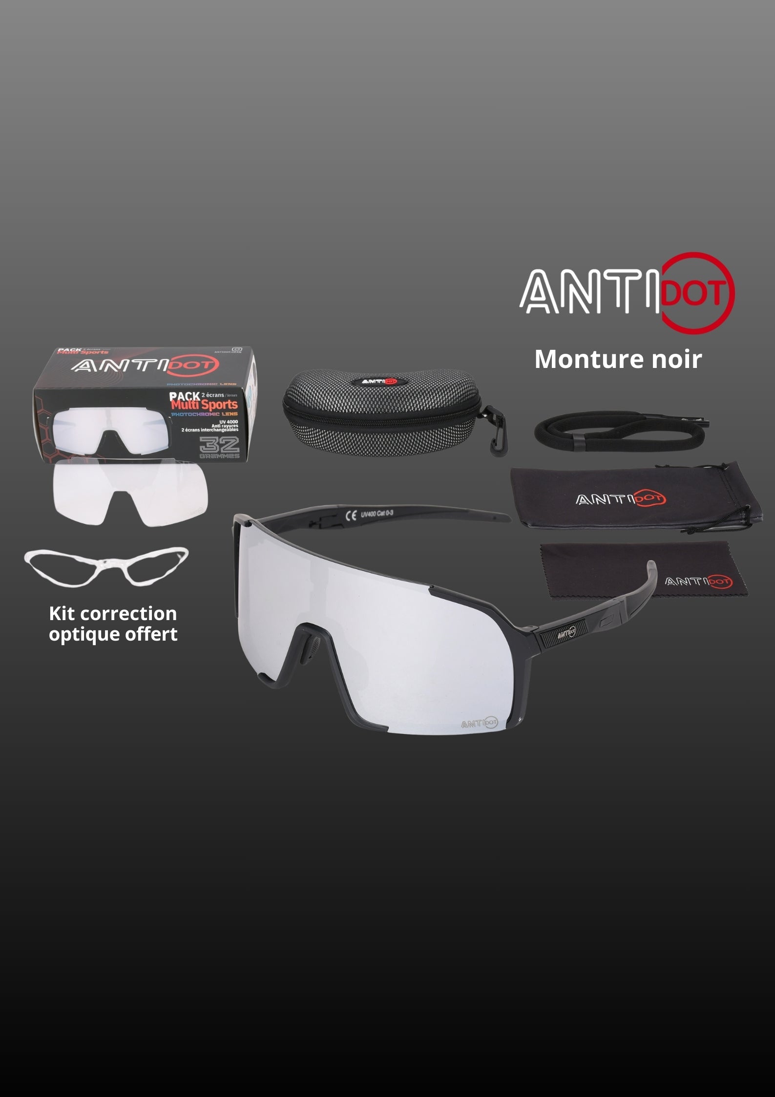 Pack 2 écrans, CHROME : miroir cat.3 & photochromique cat.0-3