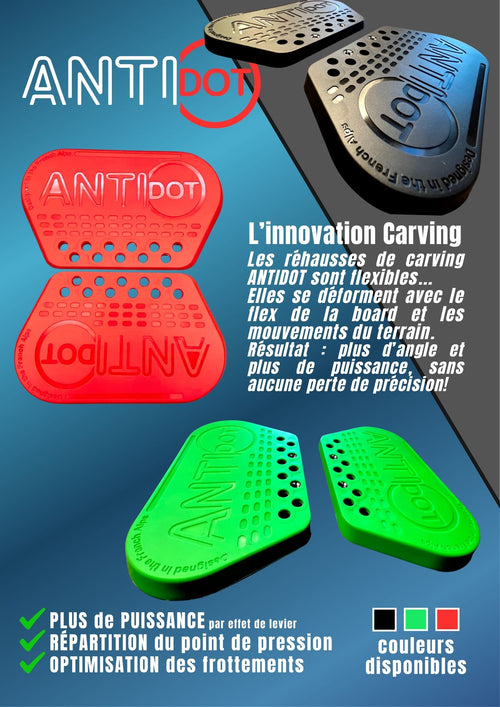 CARVING - Cales de rehausse de fixation de snowboard, risers plates
